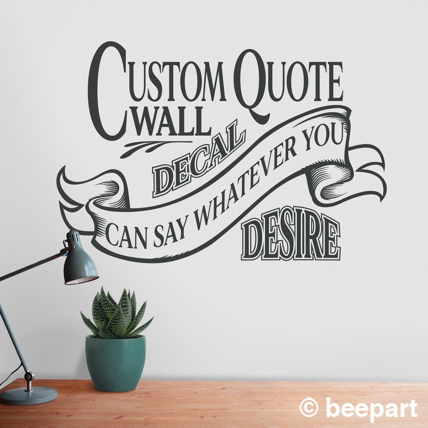Custom quote wall decal- vintage quote decal, office art, victorian design, personalized quote