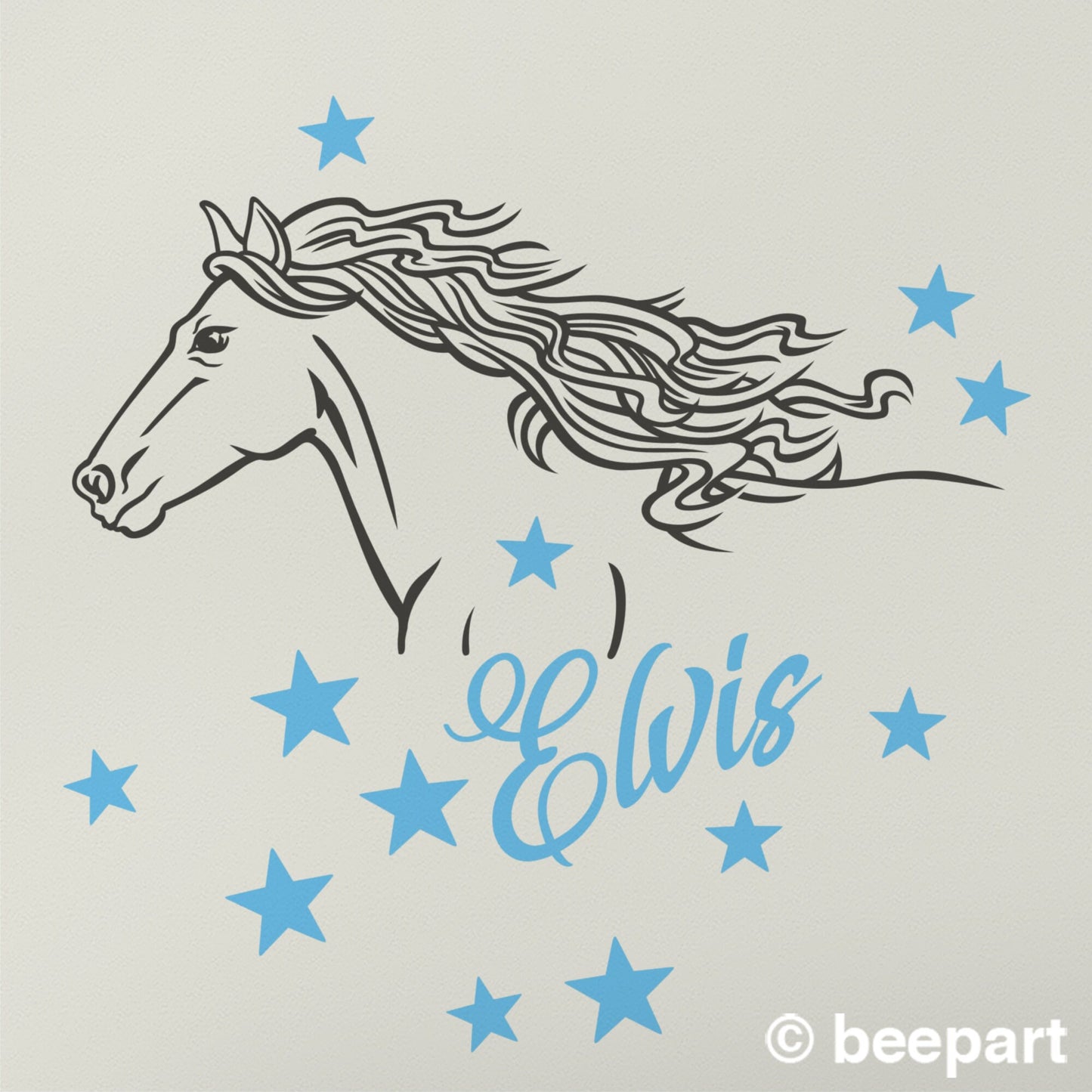 Personalized Wild Horse Vinyl Wall Decal | Custom Name Decal for Kids