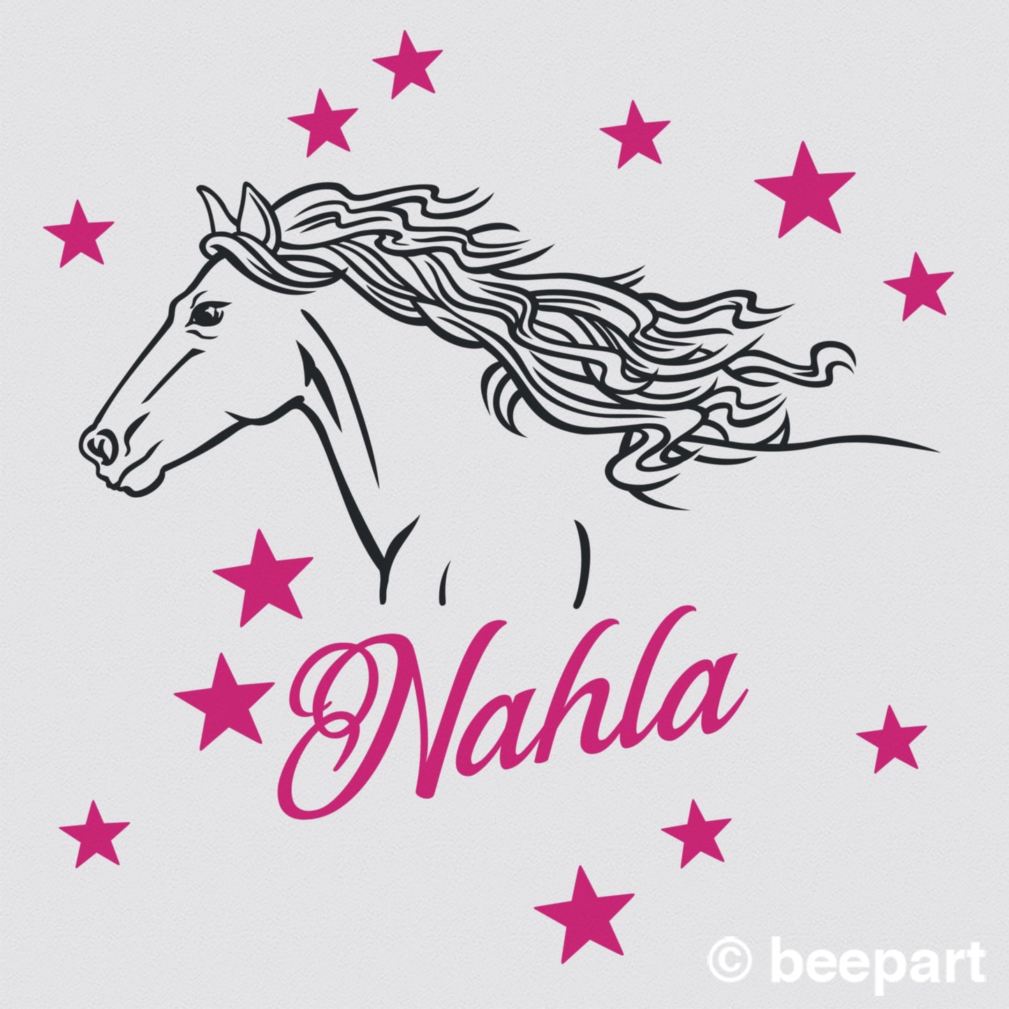 Personalized Wild Horse Vinyl Wall Decal | Custom Name Decal for Kids