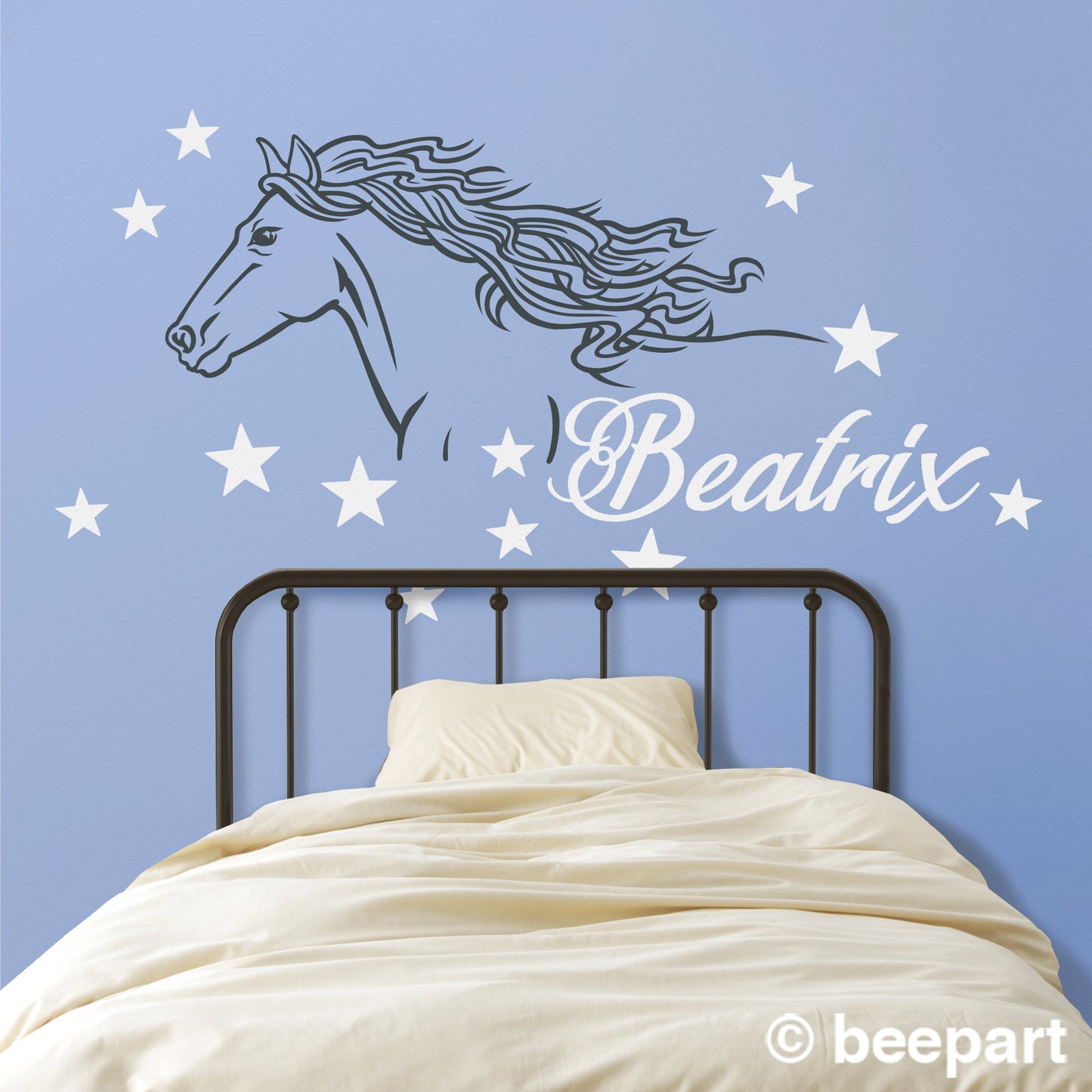 Personalized Wild Horse Vinyl Wall Decal | Custom Name Decal for Kids