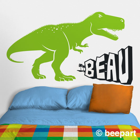 T-Rex Personalized Dinosaur Wall Decal | Custom Name Kids Room Decor