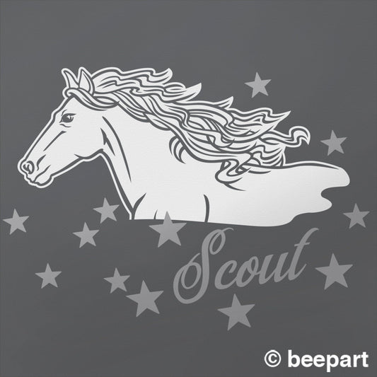 Personalized Wild Horse Vinyl Wall Decal | Custom Name Decal for Kids