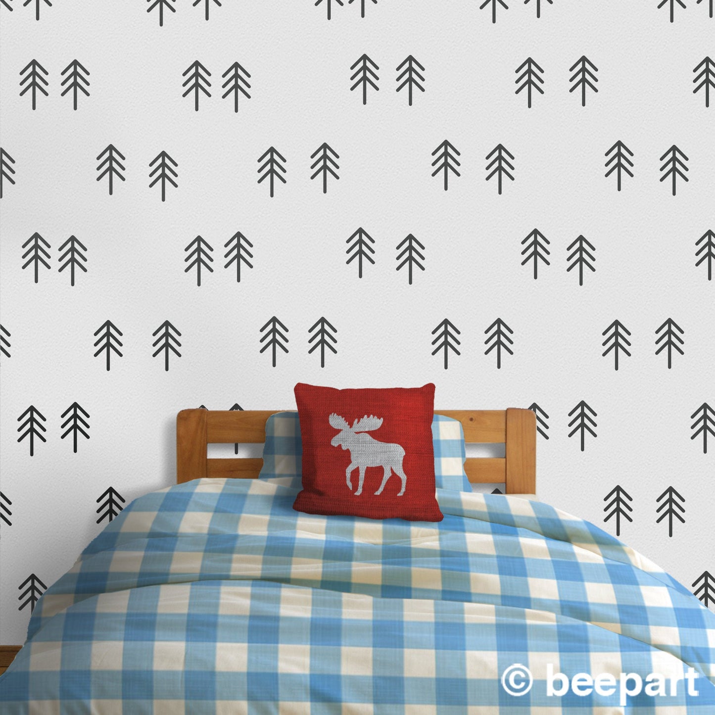 Forest trees wall decal- tree pattern, forest decals, woods, outdoors, wilderness art, tree stickers, forest art