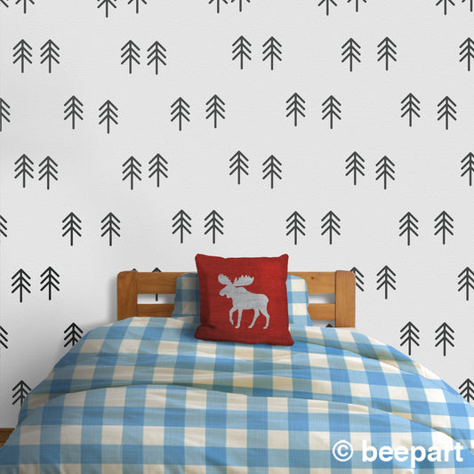 Forest trees wall decal- tree pattern, forest decals, woods, outdoors, wilderness art, tree stickers, forest art