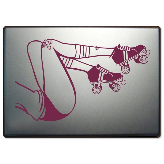 Roller Derby Legs Laptop Decal – Roller Derby Sticker Art, Chicks in Bowls Design