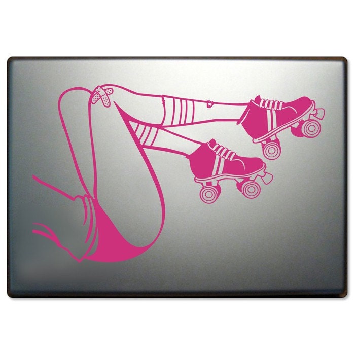 Roller Derby Legs Laptop Decal – Roller Derby Sticker Art, Chicks in Bowls Design