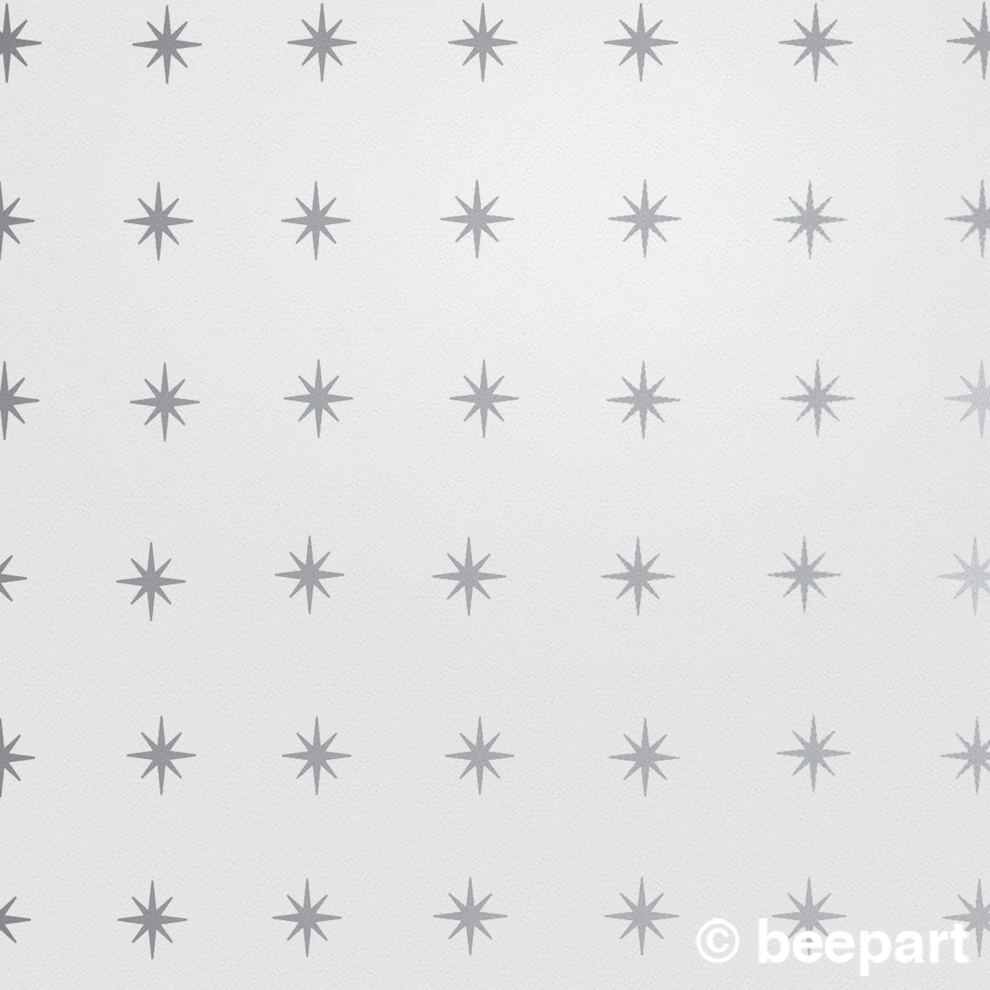 Silver coronata stars wall decal- metallic silver starburst, mid century modern, star pattern, star stickers