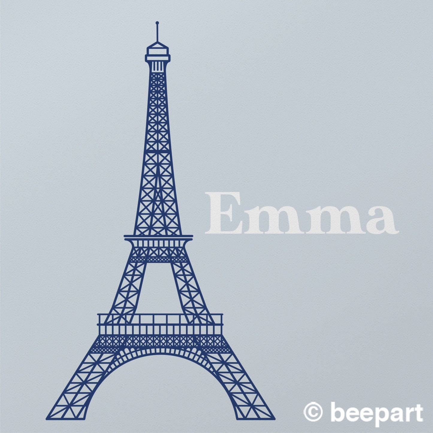 Personalized Eiffel Tower Vinyl Wall Decal | Custom Name Decal