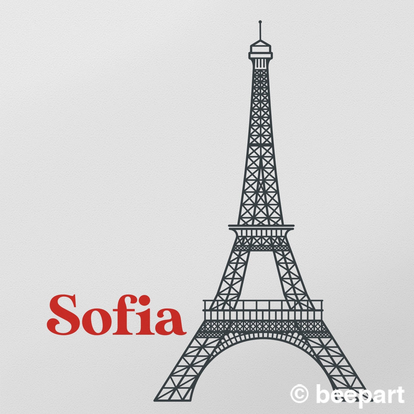 Personalized Eiffel Tower Vinyl Wall Decal | Custom Name Decal