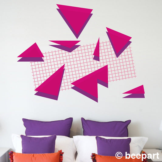 80s retro wall decal set, memphis group style, 80s art deco, geometric decals, vintage eighties, FREE SHIPPING