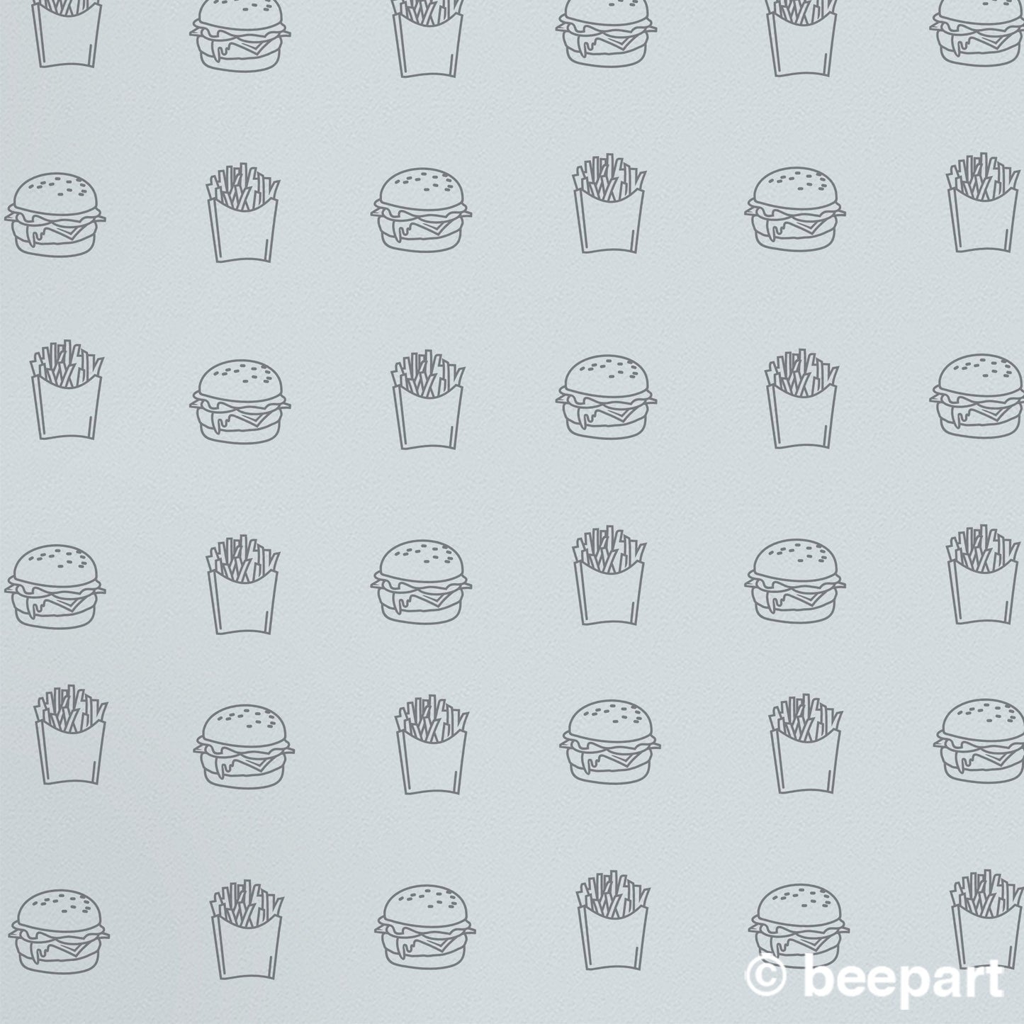 Burger & Fries Wall Decals | Fun Kitchen & Diner Vinyl Decal Set | beepart