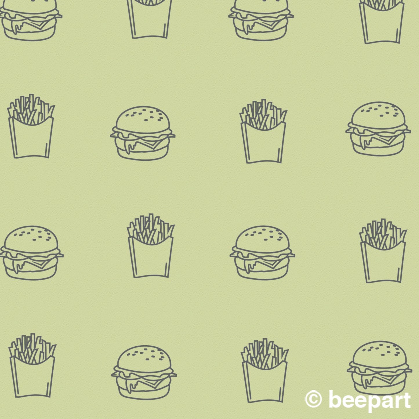 Burger & Fries Wall Decals | Fun Kitchen & Diner Vinyl Decal Set | beepart