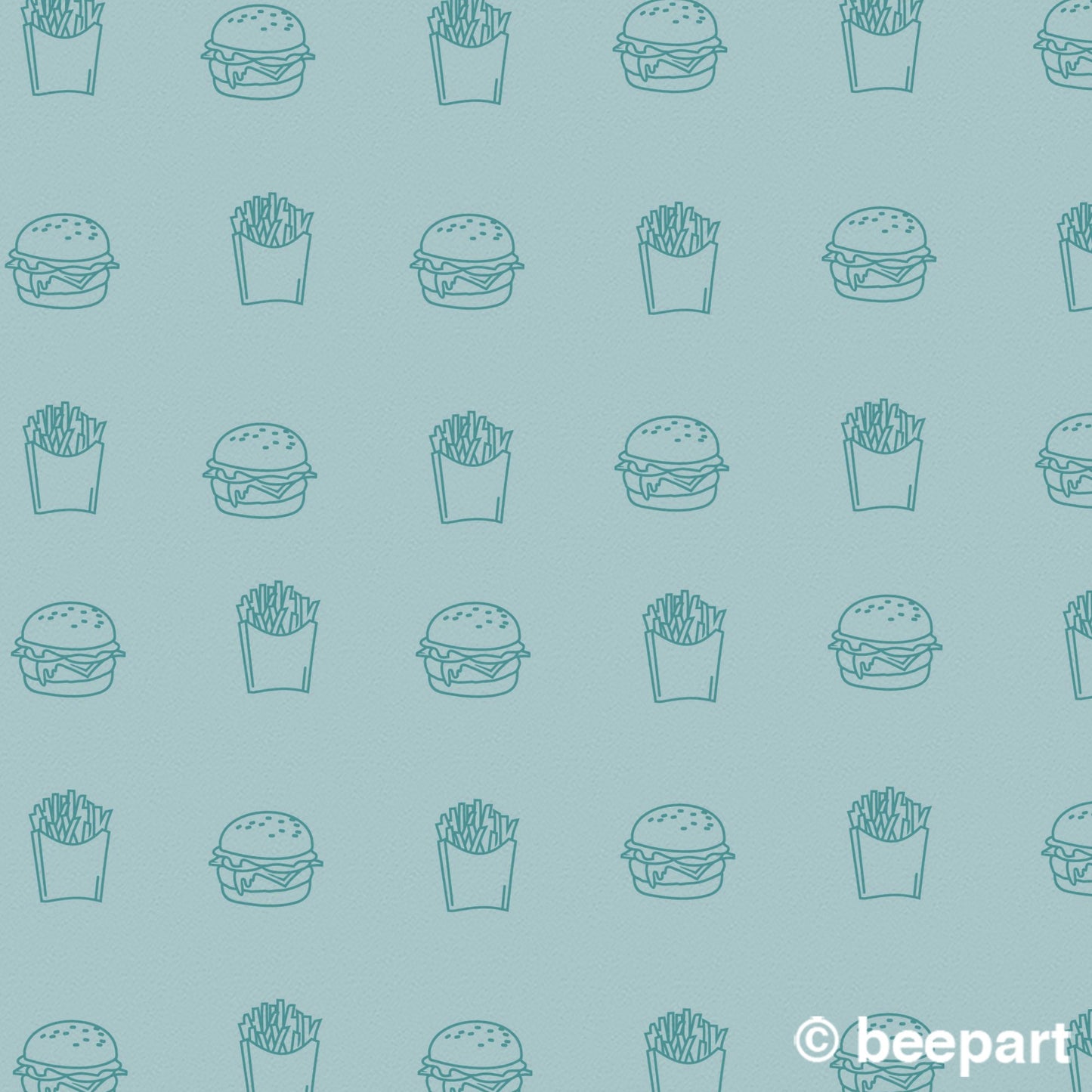 Burger & Fries Wall Decals | Fun Kitchen & Diner Vinyl Decal Set | beepart
