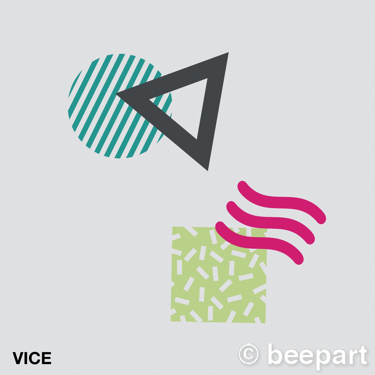 80s style geometric abstract wall decal set