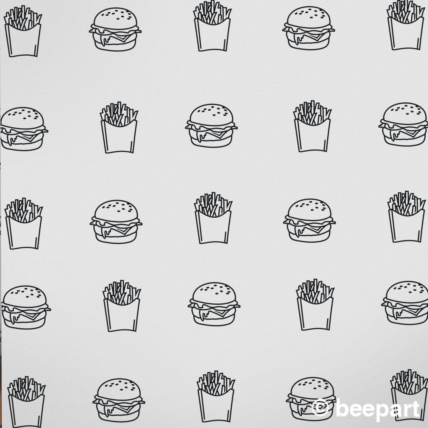 Burger & Fries Wall Decals | Fun Kitchen & Diner Vinyl Decal Set | beepart