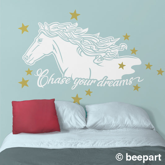 Horse wall decal- Chase your dreams quote, motivational quote, horse lovers, whimsical, children's room, nursery, equine, uplifting