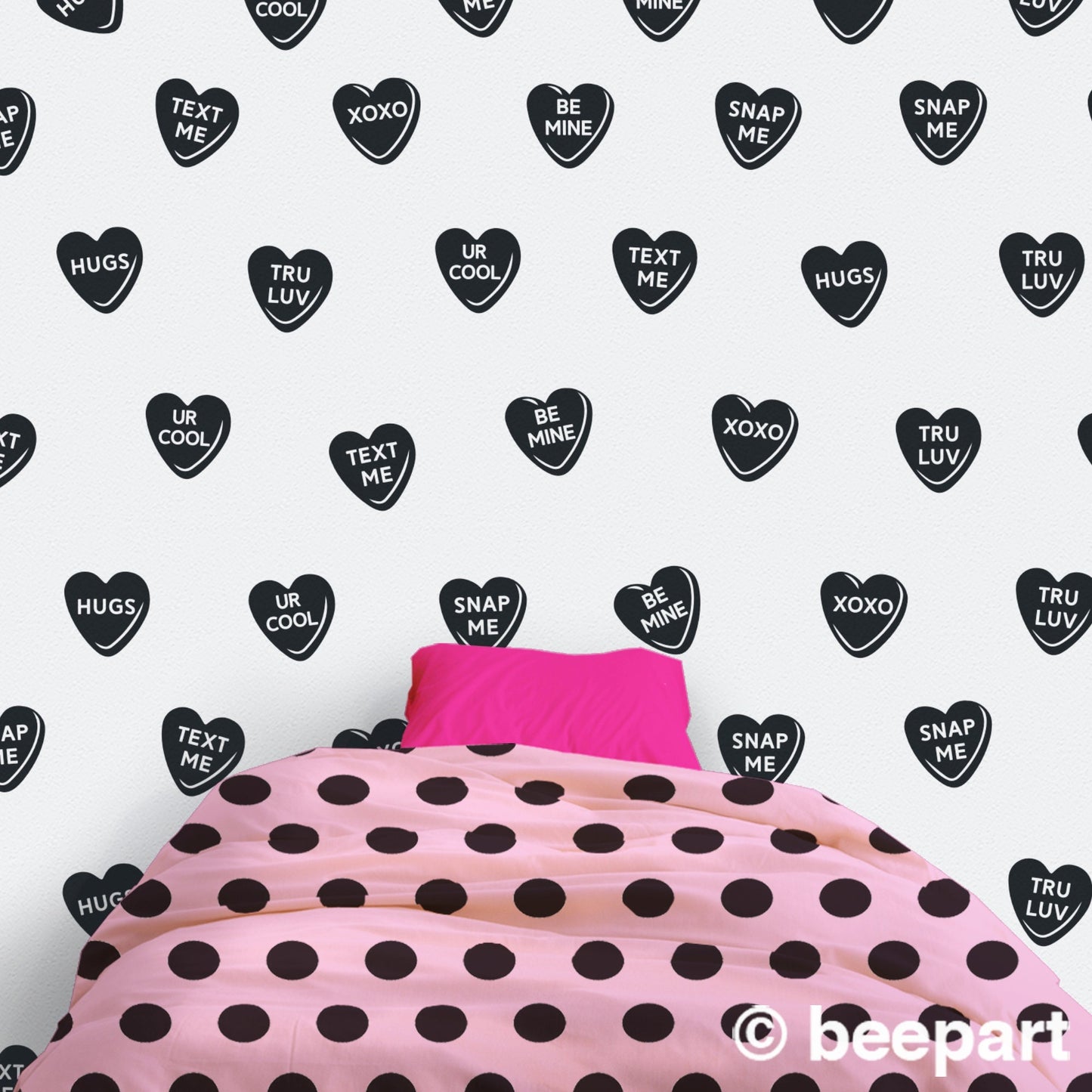 Candy Hearts Wall Decal Set – Customizable Sweethearts Vinyl Stickers