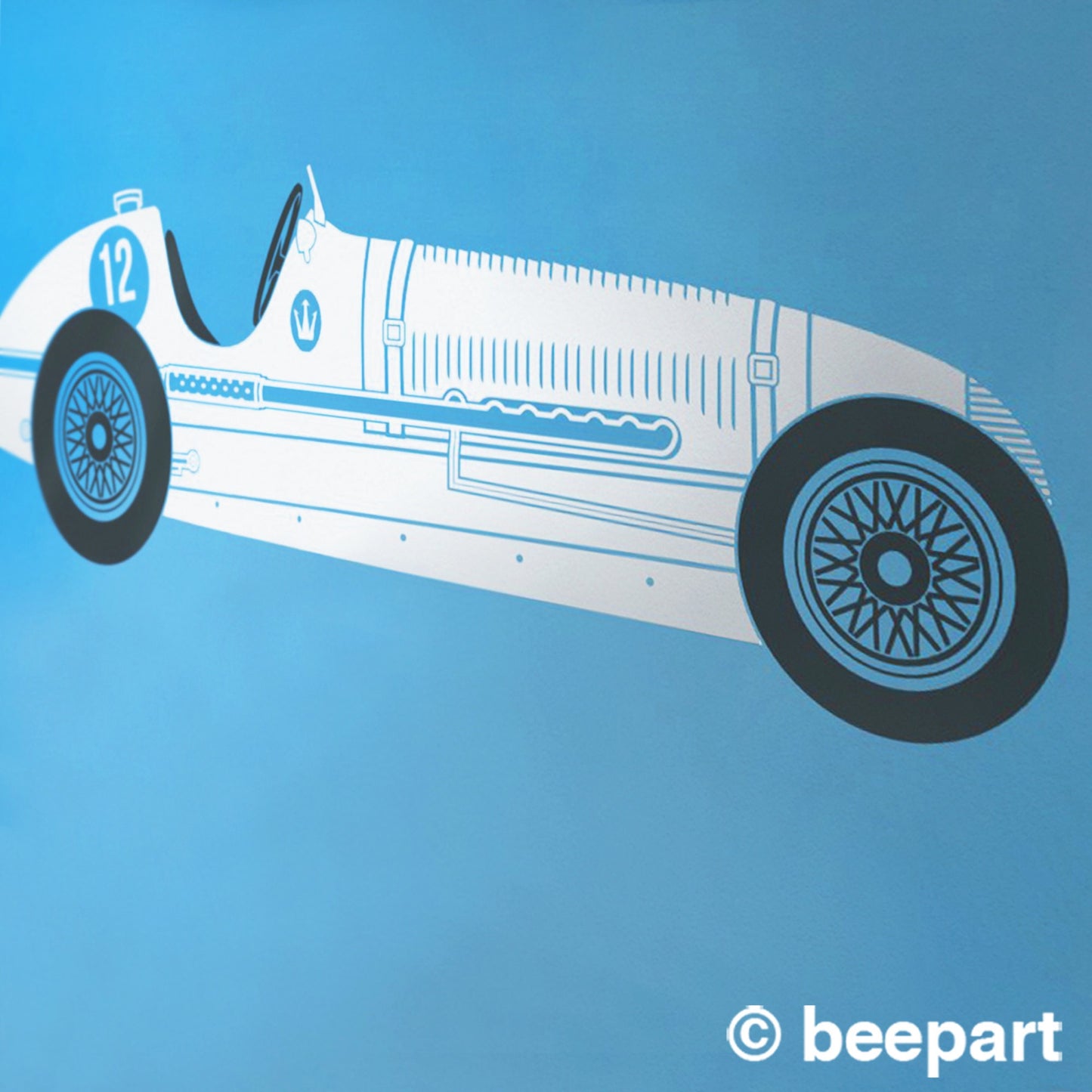 Vintage race car wall decal- Maserati art, car sticker, grand prix art, custom car decal, car lover gift, automobile art, gift for boys
