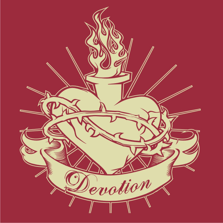Sacred Heart Wall Decal – Custom Banner Text, Traditional Tattoo Style