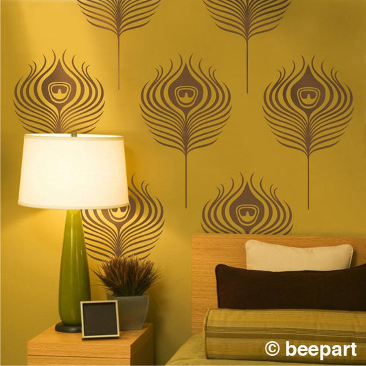 Peacock Feather Wall Decal Set | Art Nouveau Vinyl Wall Art