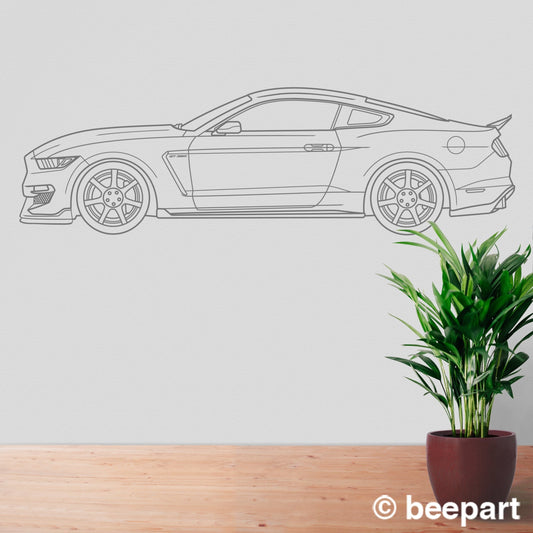Ford Shelby Mustang wall decal, 2019 GT 350, pony car, auto blueprint art, automobile design, muscle car, car lover gift, American car