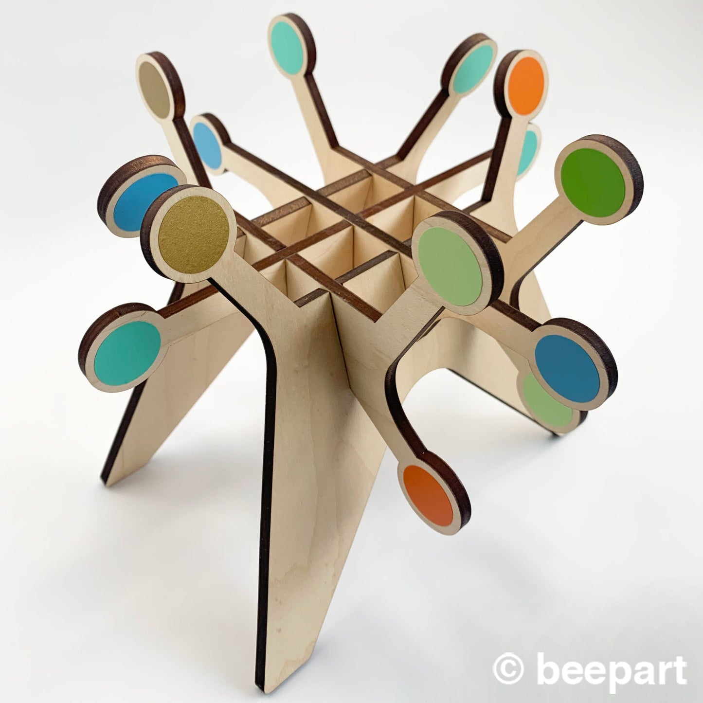 SPUTNIK Starburst Plant Stand | Mid Century Modern Wood Indoor Plant Holder