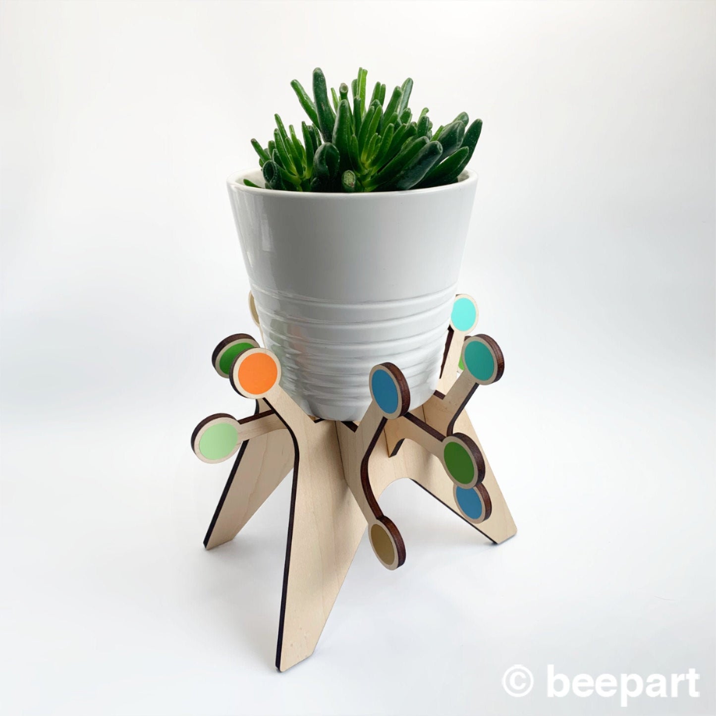 SPUTNIK Starburst Plant Stand | Mid Century Modern Wood Indoor Plant Holder