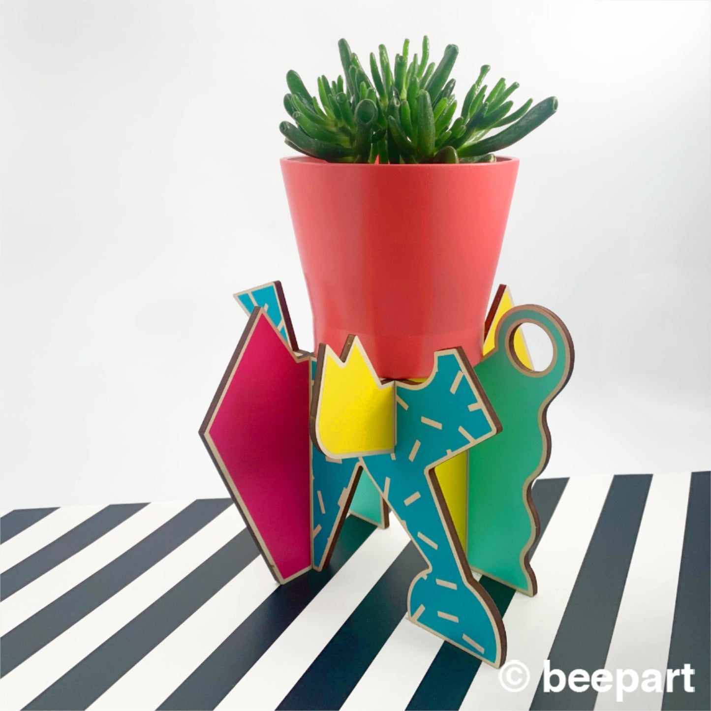 MILANO Plant Stand – Memphis Group Inspired Maple Plant Holder