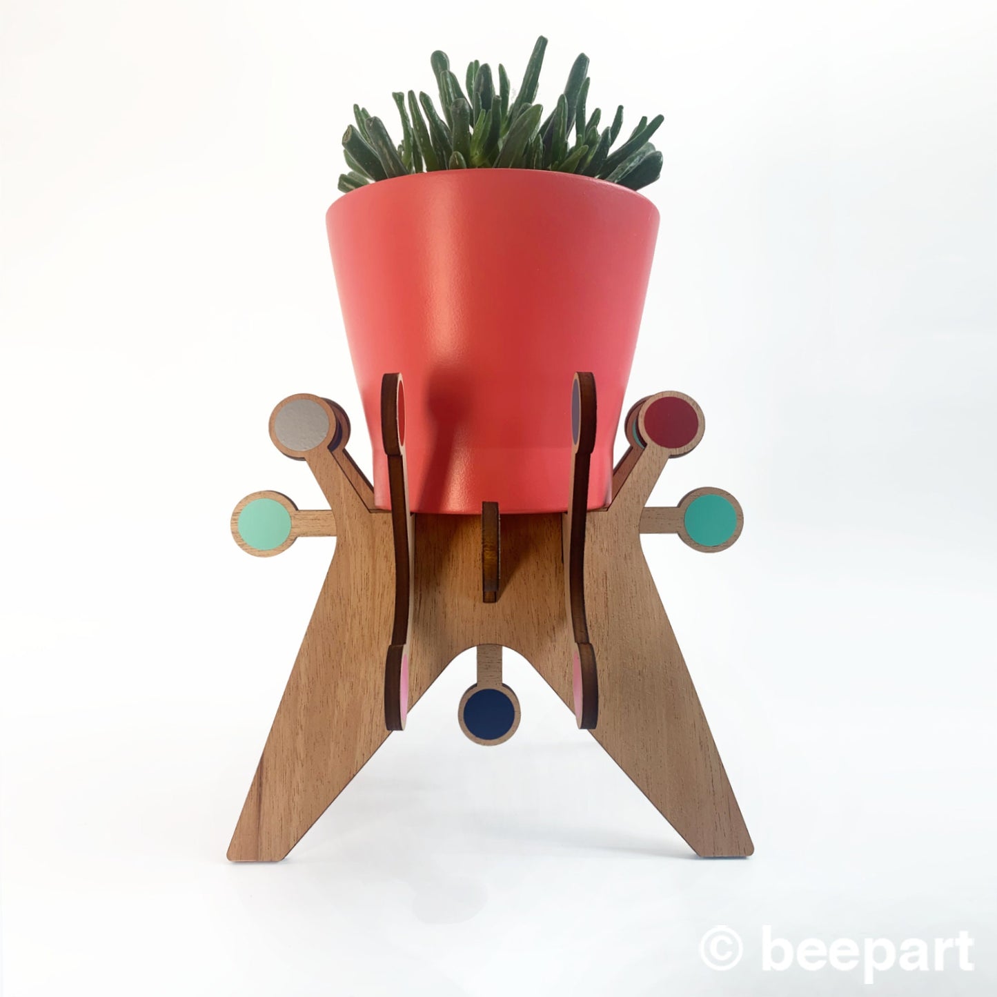 SPUTNIK Starburst Plant Stand | Mid Century Modern Wood Indoor Plant Holder