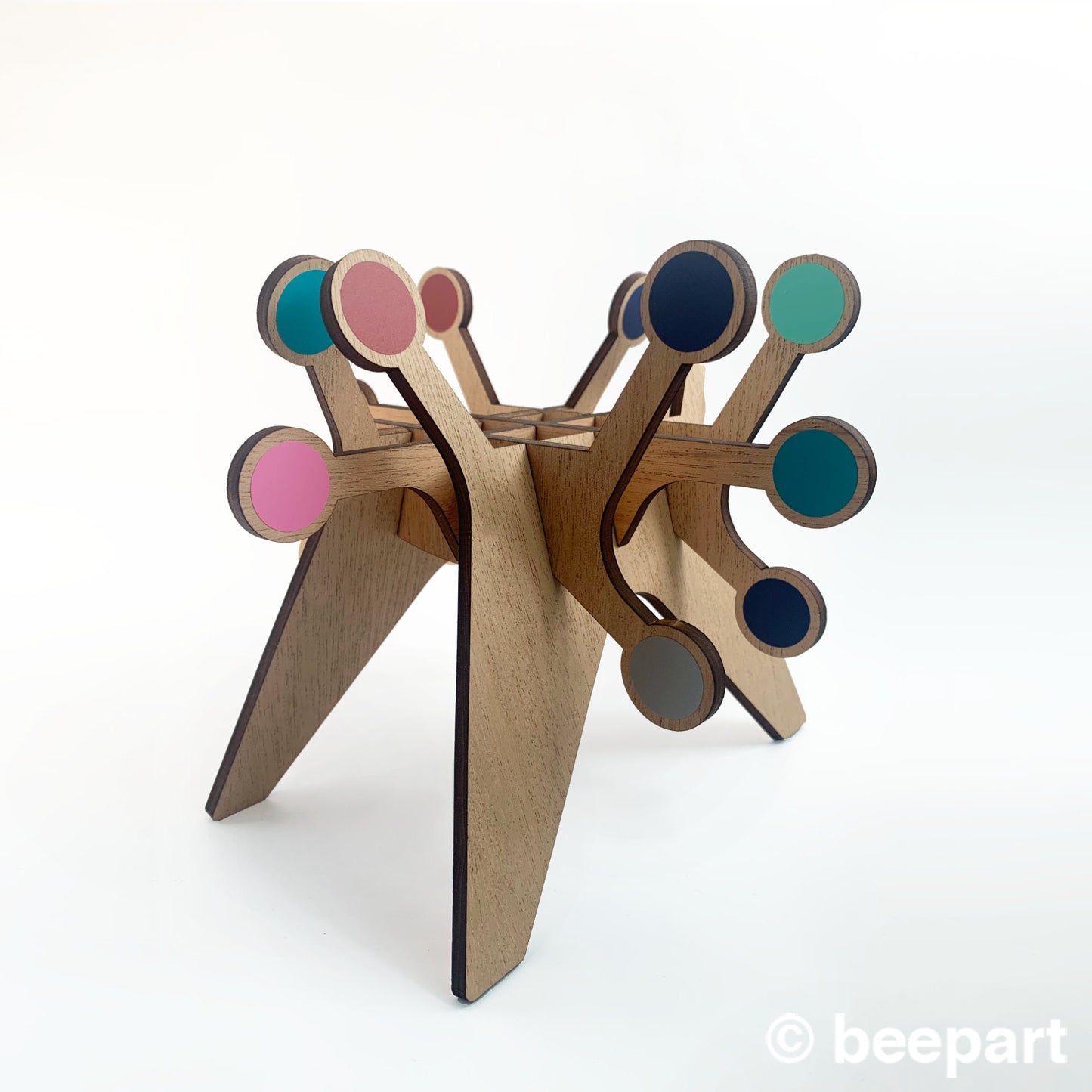 SPUTNIK Starburst Plant Stand | Mid Century Modern Wood Indoor Plant Holder