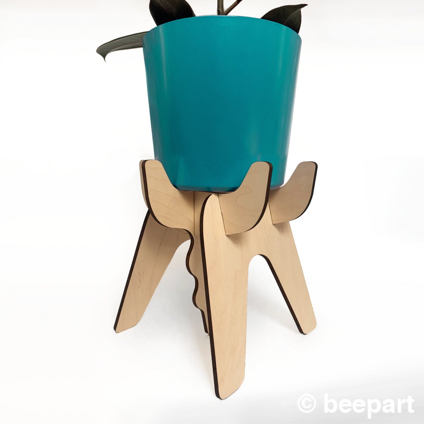 FUNKL Wooden Plant Stand – Sculptural Maple Plant Holder