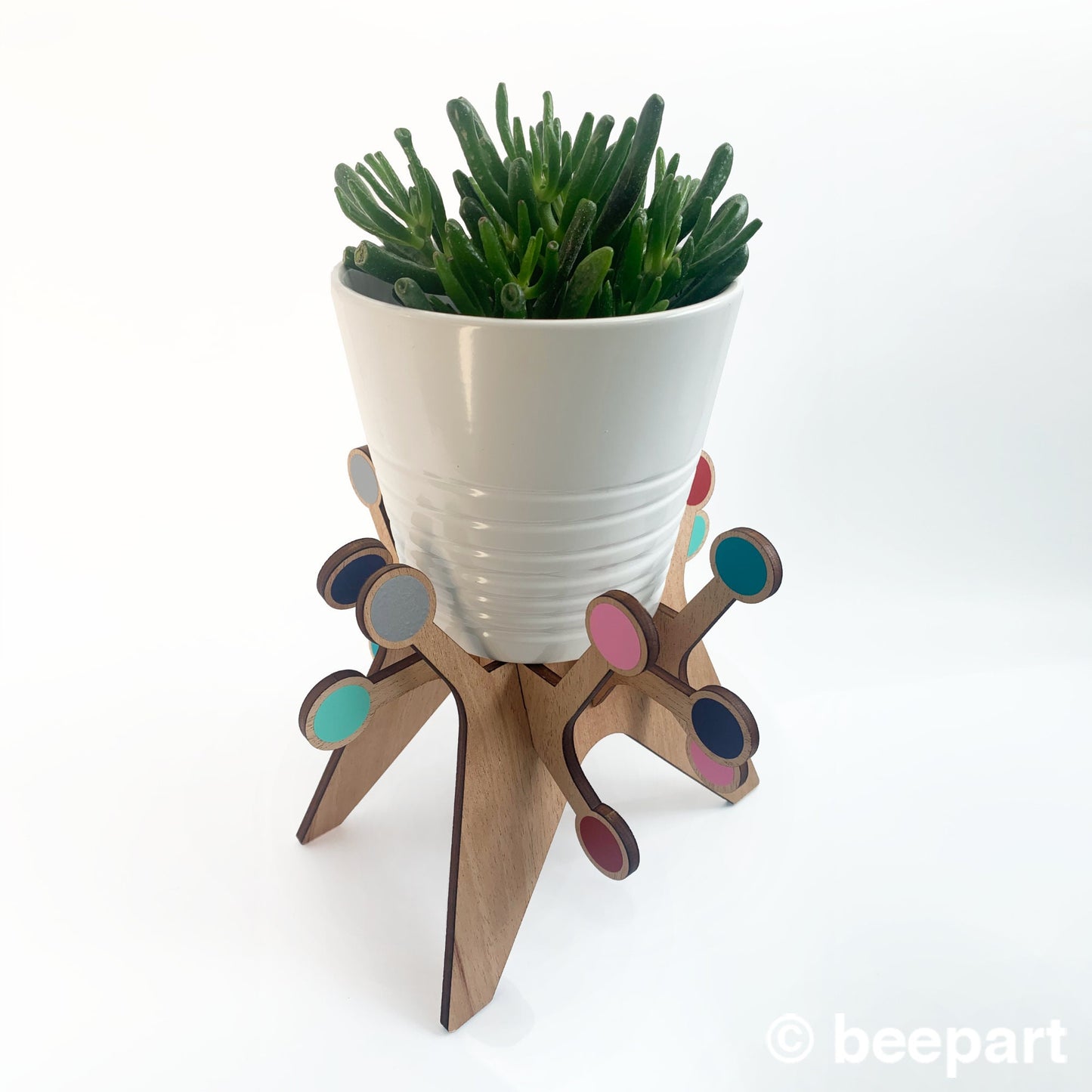 SPUTNIK Starburst Plant Stand | Mid Century Modern Wood Indoor Plant Holder