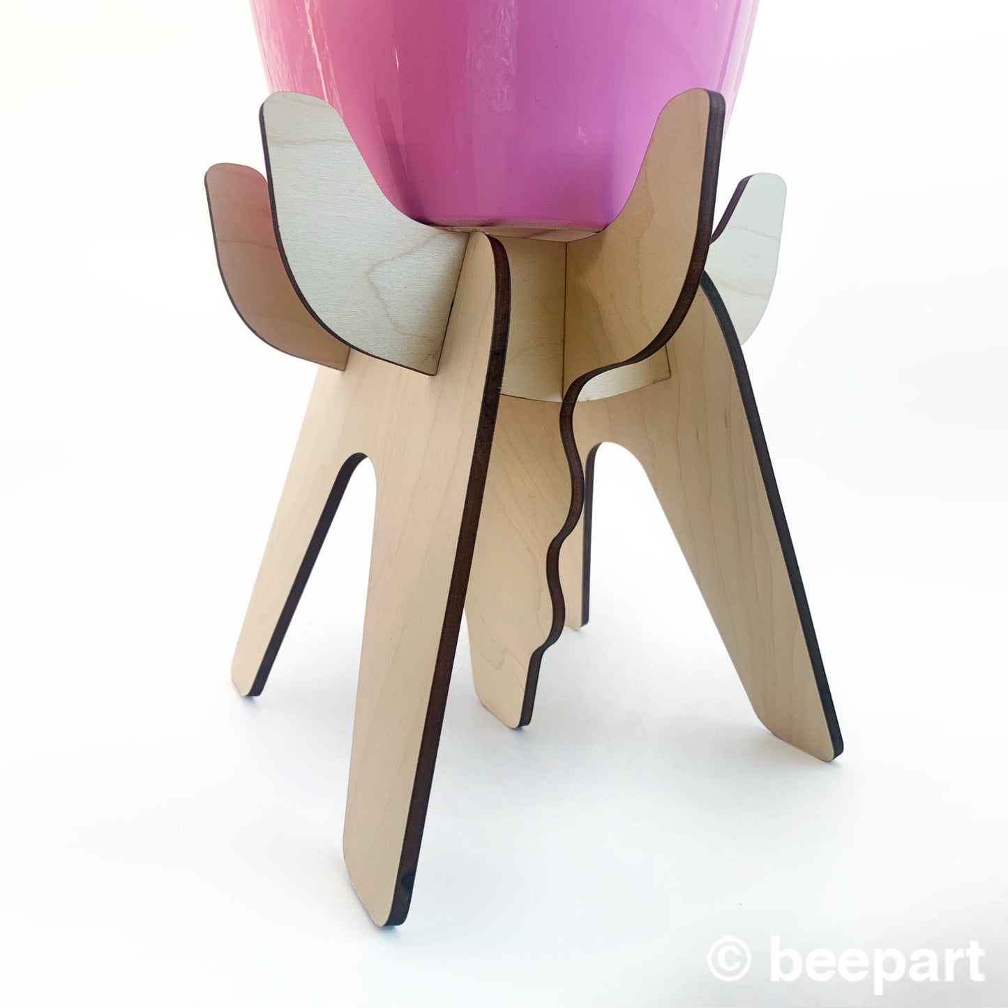 FUNKL Wooden Plant Stand – Sculptural Maple Plant Holder