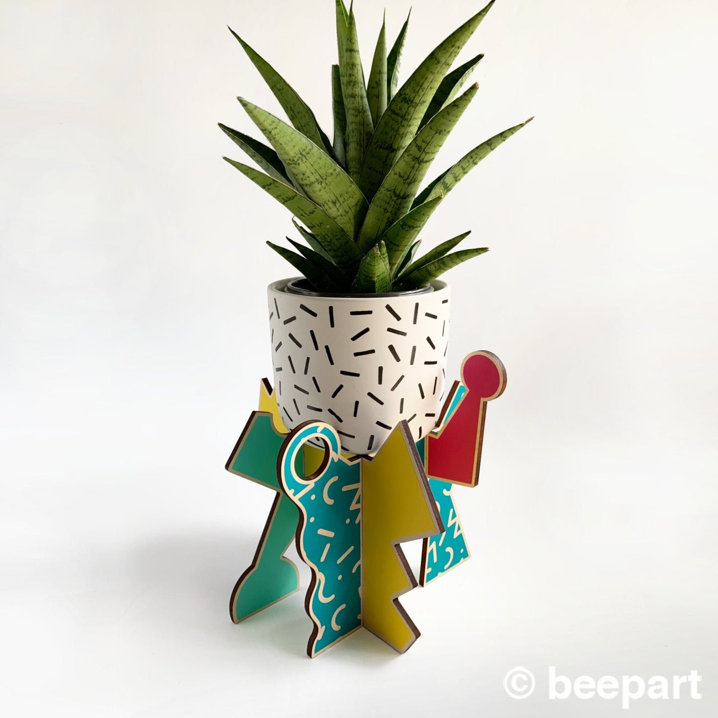 MILANO Plant Stand – Memphis Group Inspired Maple Plant Holder