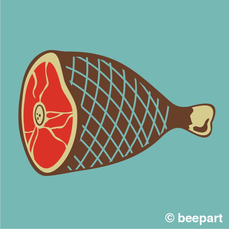 Big Ham Wall Decal – Kitsch Meat Lovers Art for Kitchen & Butcher Shop