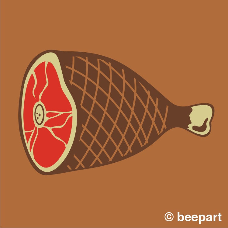 Big Ham Wall Decal – Kitsch Meat Lovers Art for Kitchen & Butcher Shop