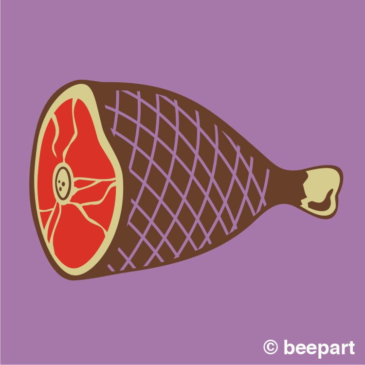 Big Ham Wall Decal – Kitsch Meat Lovers Art for Kitchen & Butcher Shop