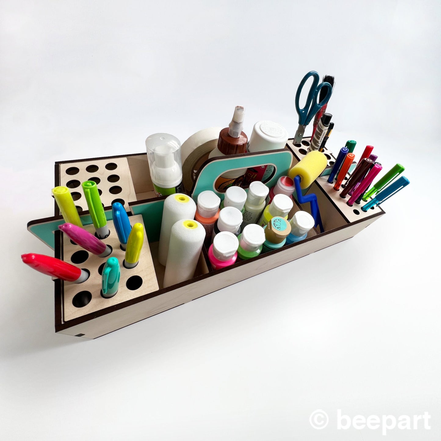 Art supplies organizer wood tool box craft caddy desk organizer art supplies container craft organizer tool kit for craft room supplies