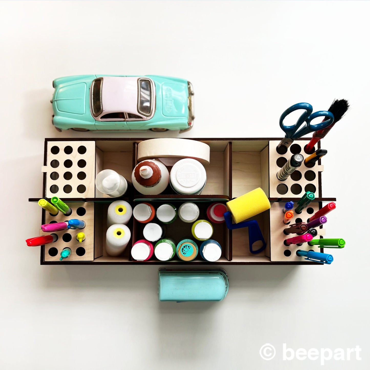 Art supplies organizer wood tool box craft caddy desk organizer art supplies container craft organizer tool kit for craft room supplies