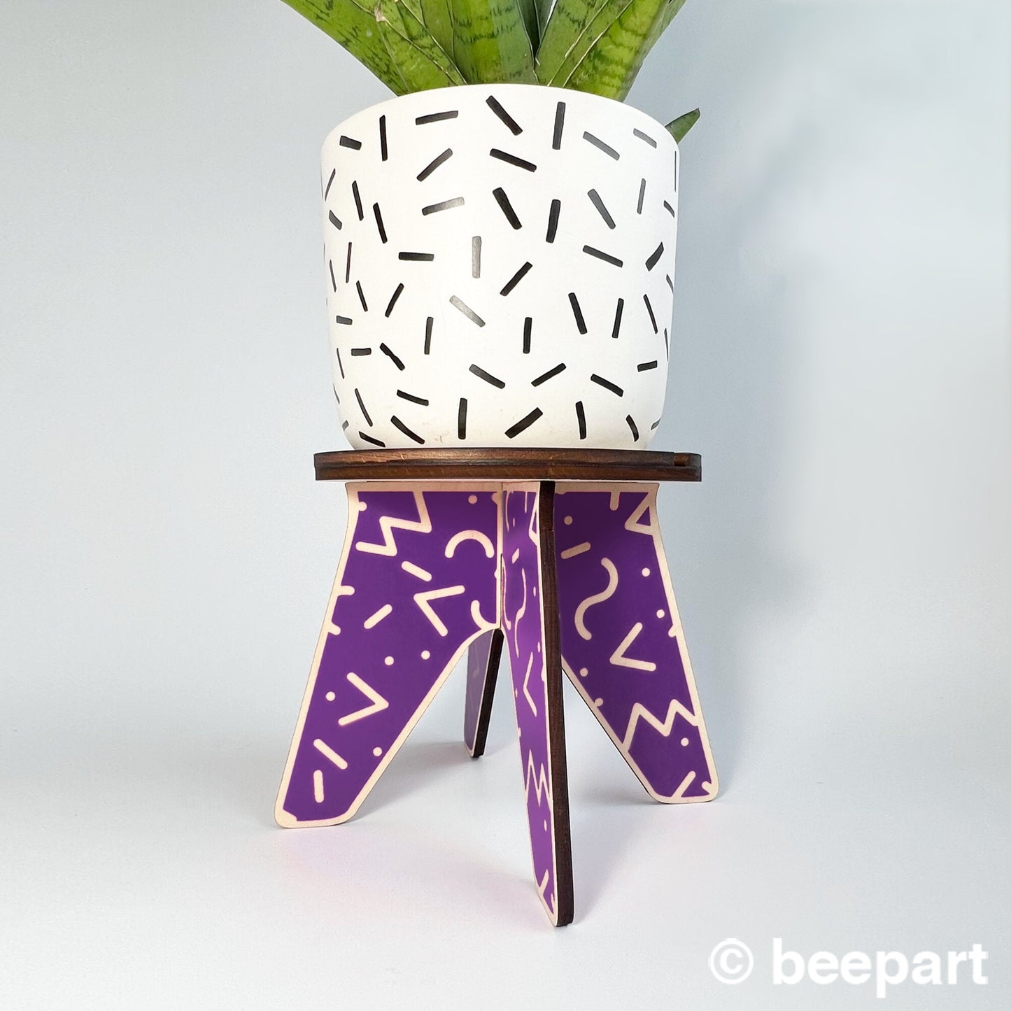 RINGWALD Plant Stand | Retro 80s Memphis Group Wood Indoor Plant Holder – 3 Sizes