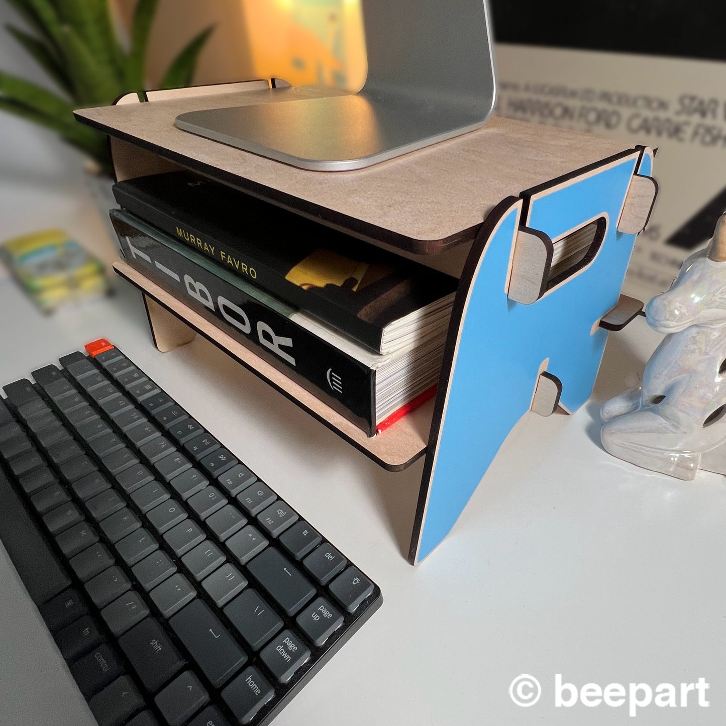 FUTURO Wood Monitor Stand with Shelf | Ergonomic Desk Riser – Custom Colour