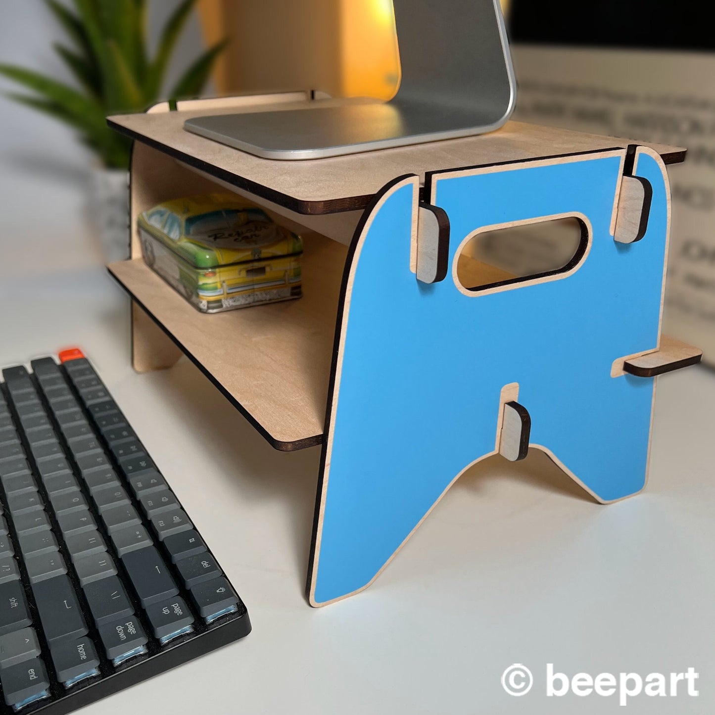FUTURO Wood Monitor Stand with Shelf | Ergonomic Desk Riser – Custom Colour