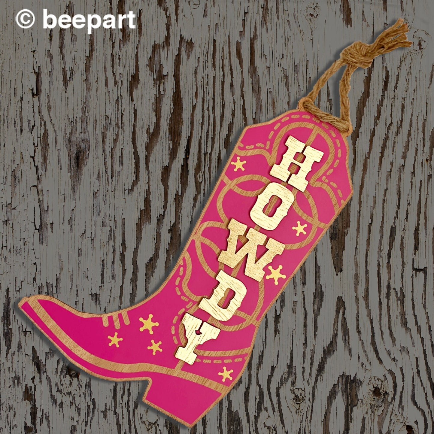 Hot pink cowboy boot door hanger, Howdy cowboy boot wall hanging, country door sign, country music decor, teen bedroom, cowboy chic, cowgirl