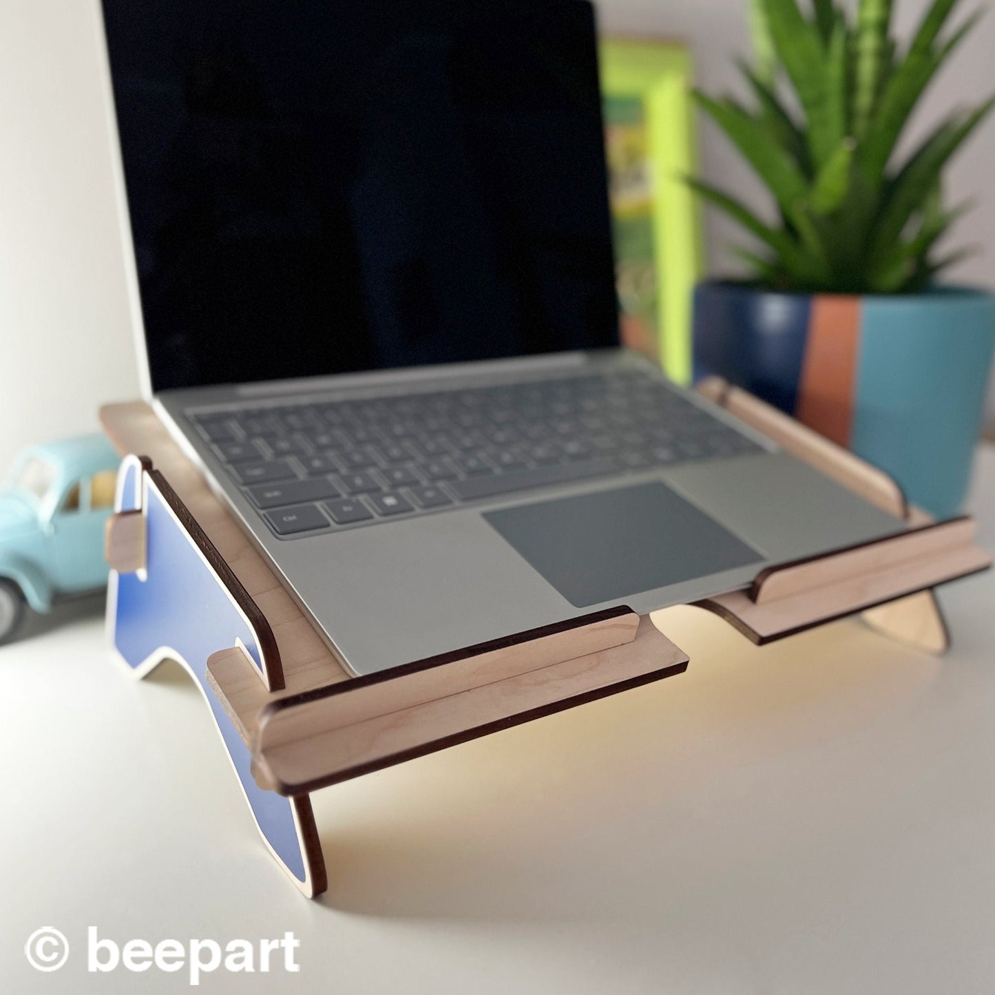 Wood laptop stand Macbook stand custom color laptop holder home office accessory for desk laptop ergonomics for standing desk