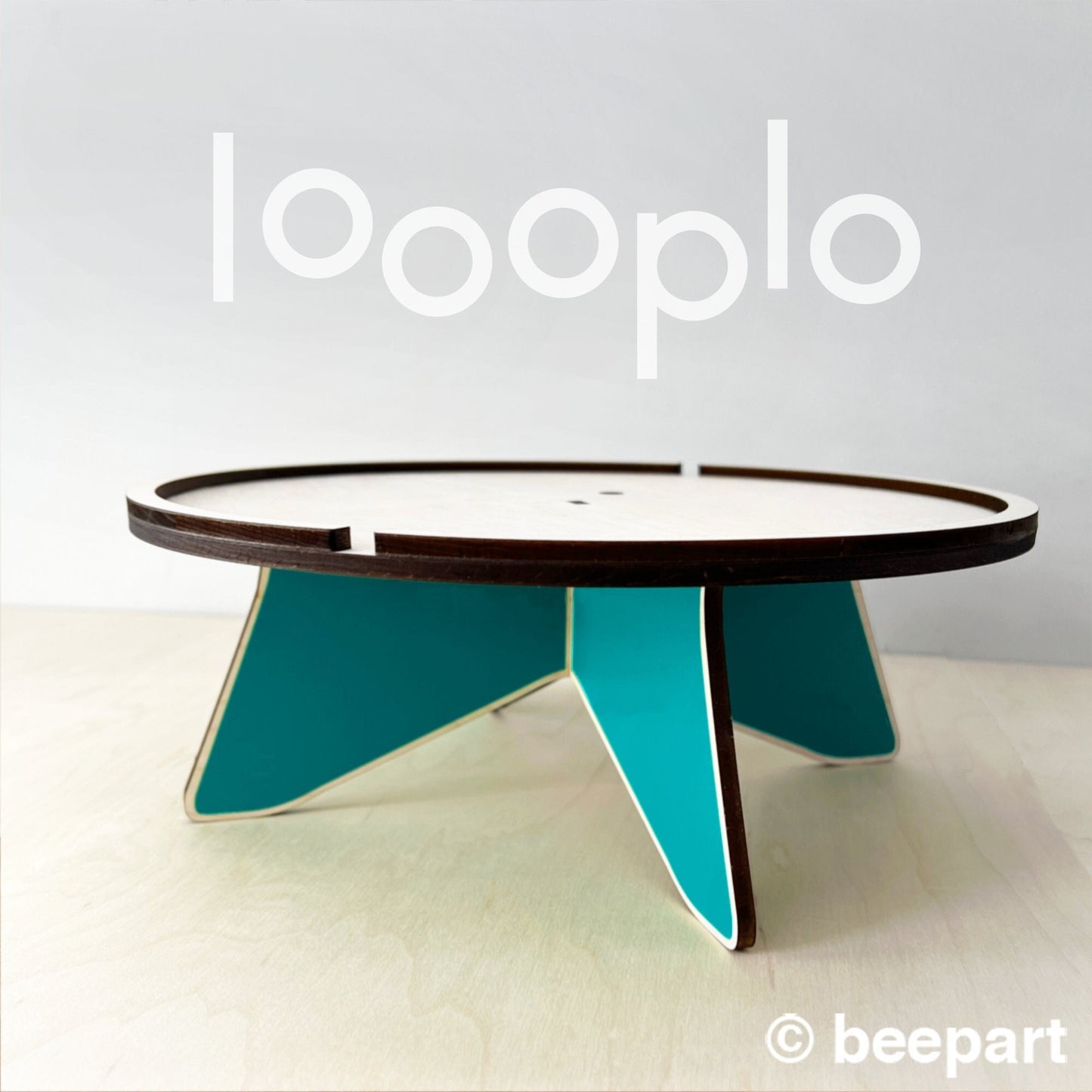 LOOOPLO Wood Plant Stand | Low & Wide Indoor Plant Holder – Scandinavian Design