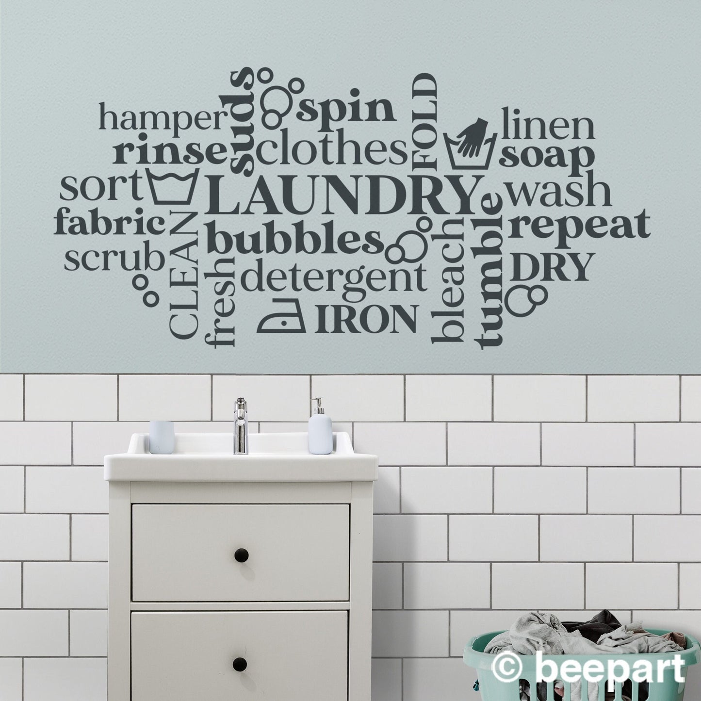 Laundry Word Cloud Wall Decal | Laundry Room Vinyl Sticker