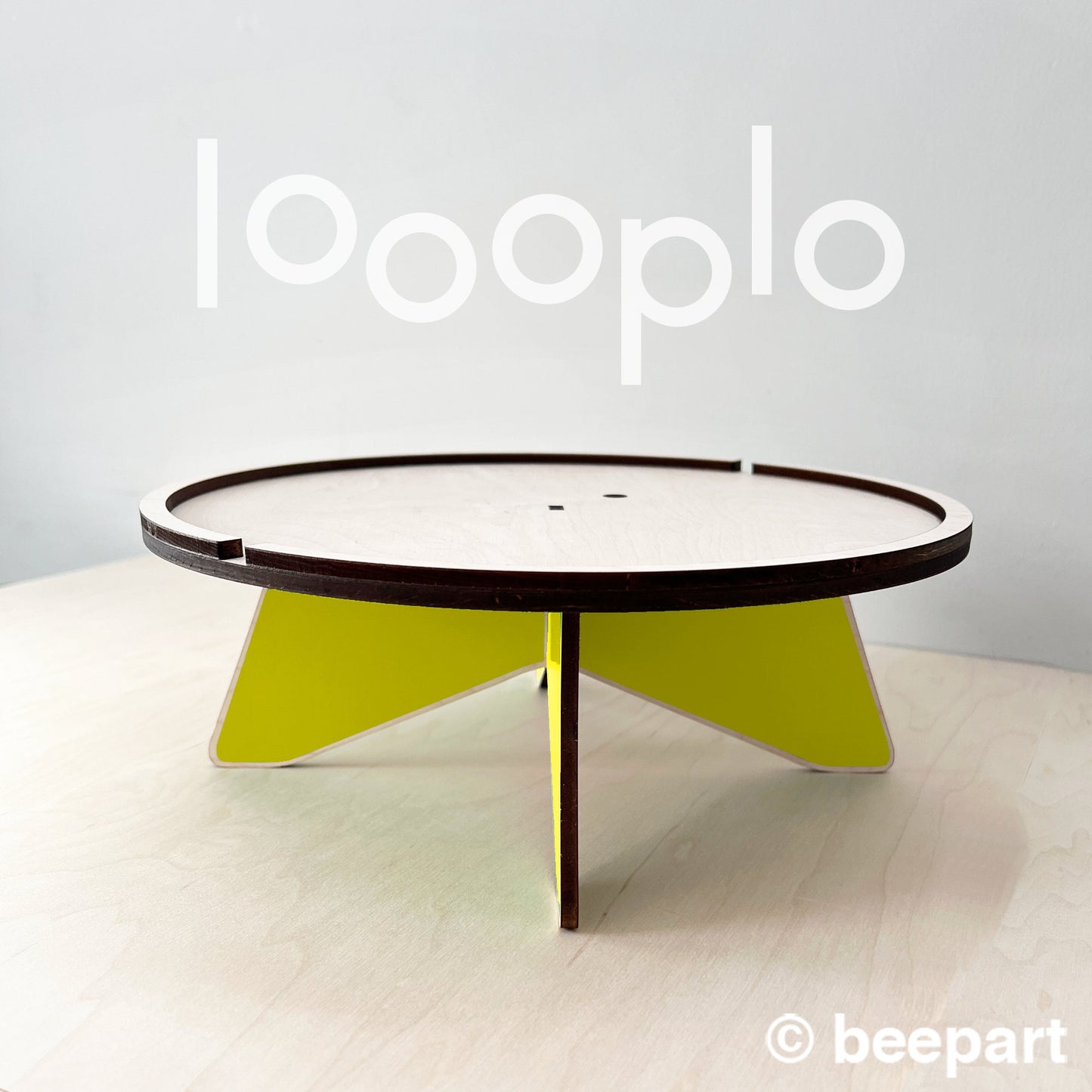 LOOOPLO Wood Plant Stand | Low & Wide Indoor Plant Holder – Scandinavian Design