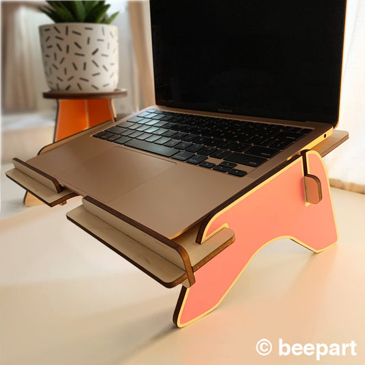 TANDIE Wood Laptop Stand | Ergonomic Wooden MacBook Riser | beepart