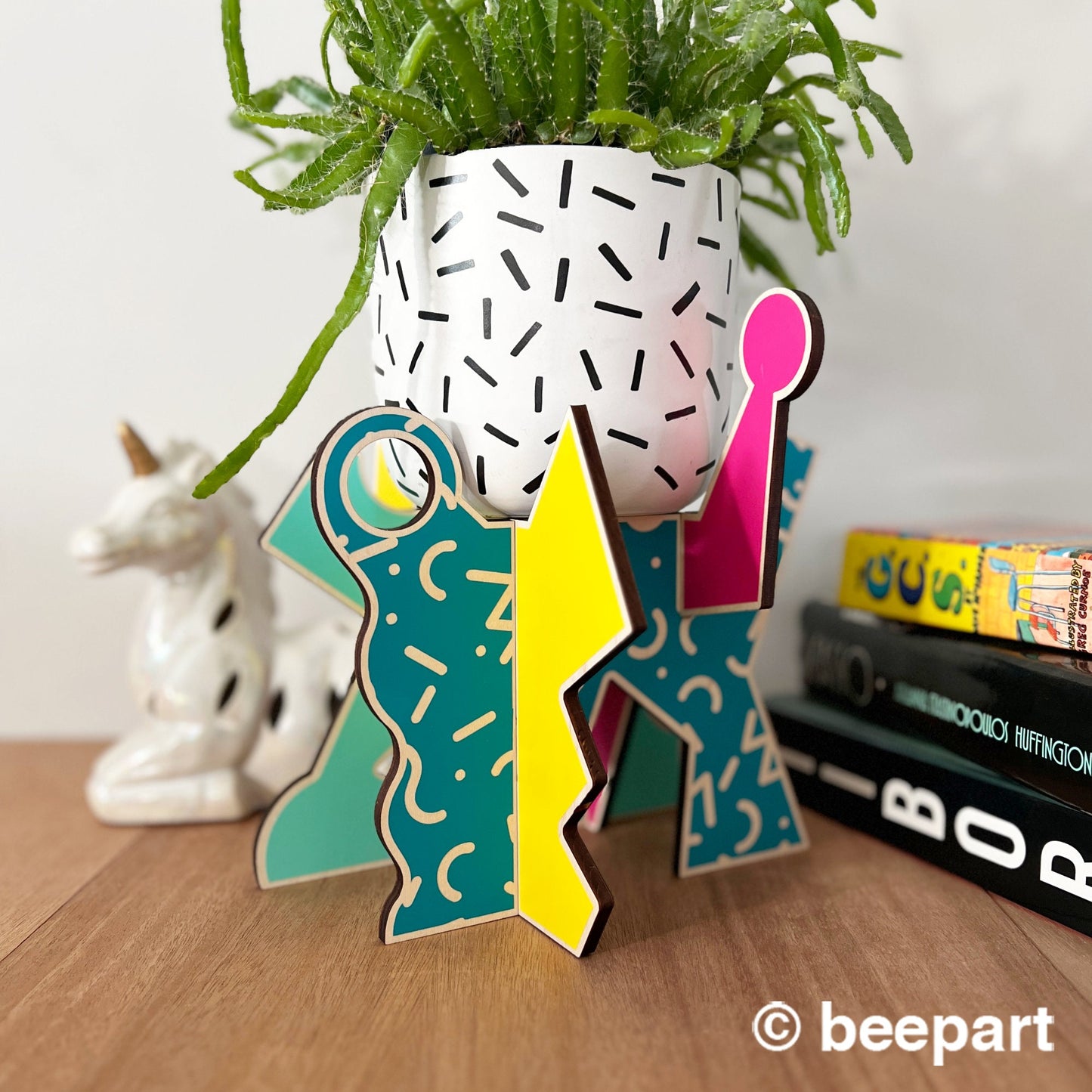 MILANO Plant Stand – Memphis Group Inspired Maple Plant Holder