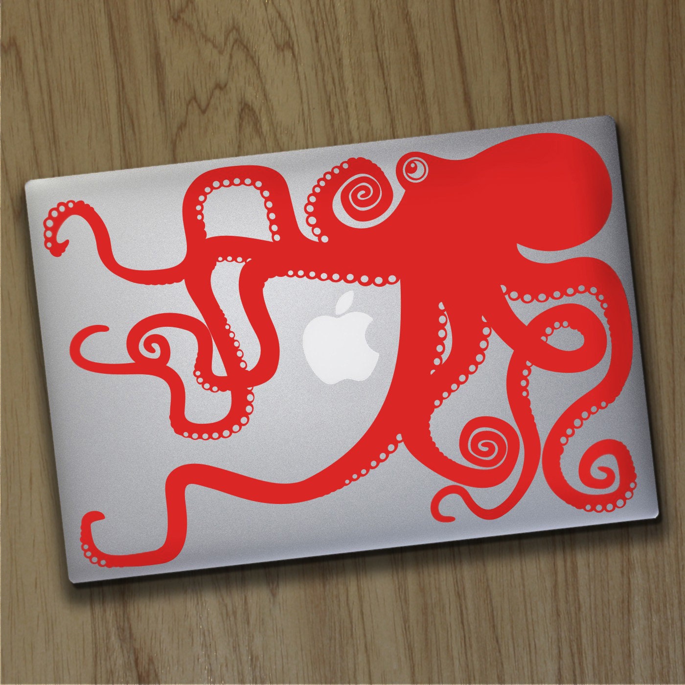 Red Octopus Laptop Decal | Vinyl Sticker for MacBook & PC
